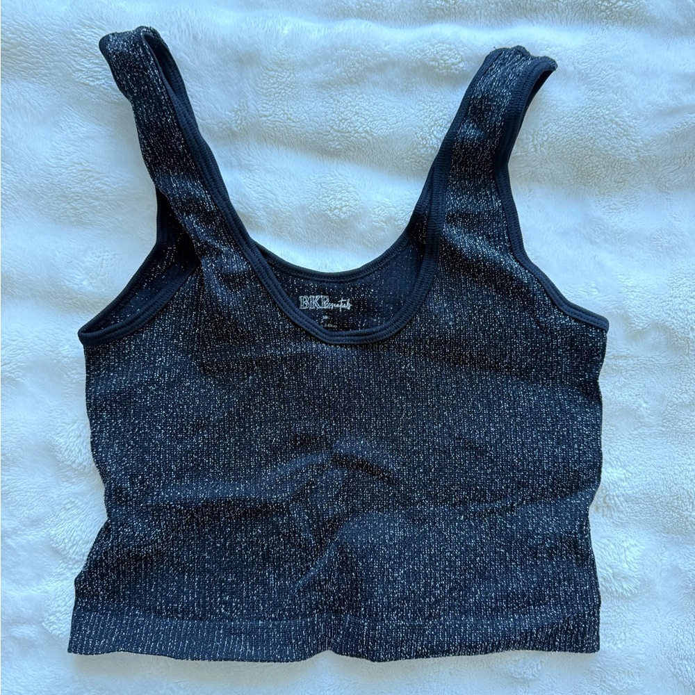 BKE Black Glitter Crop Top